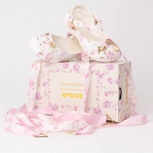 CROCS Floral Pink and Cream Clogs